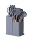 19-Piece Silicone Kitchen Utensil Set with Knives, Cutting Board &amp; Tools -Grey
