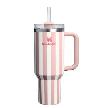 STANLEY Quencher H2.0 Tumbler with Handle and Straw 40 oz Flowstate 3 Position Lid Cup Holder Compatible for Travel Insulated Stainless Steel Cup BPA Free oasis peach