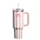 STANLEY Quencher H2.0 Tumbler with Handle and Straw 40 oz Flowstate 3 Position Lid Cup Holder Compatible for Travel Insulated Stainless Steel Cup BPA Free oasis peach