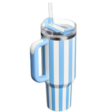 STANLEY Quencher H2.0 Tumbler with Handle and Straw 40 oz Flowstate 3 Position Lid Cup Holder Compatible for Travel Insulated Stainless Steel Cup BPA Free Cornflower Cabana Gloss
