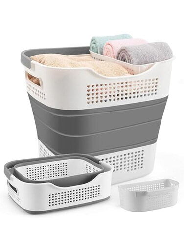 Joyzzz Collapsible Laundry Basket, 40L Multi purpose Organizer Storage Washing Basket, Foldable Plastic Washing Clothes Bin Container with Handled, Laundry Basket for Dorm and Family