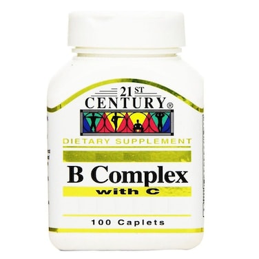 21st Century B Complex With Vitamin C Caplets For Energy &amp; Immune Support, Pack of 100's