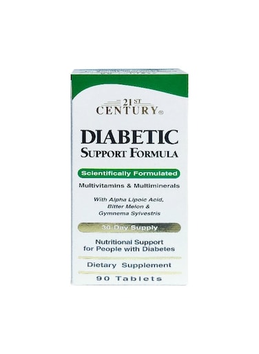 21st Century Diabetic Support Formula 90 Tablets   Multivitamin &amp; Multimineral Nutritional Support for Healthy Blood Sugar Metabolism, Glucose Utilization &amp; Overall Wellness Support