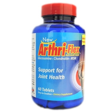 أقراص أرثري-فلكس أدفانتج من توينتي فيرست سينشري مع ميثيل سلفونيل ميثان، جلوكوزامين، كوندرويتين وحمض الهيالورونيك، لصحة المفاصل، عبوة من 60 قرصًا