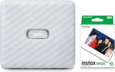 Fujifilm Instax Link Wide Smartphone Printer &amp; Instant Film Bundle - Ash White (International Version)