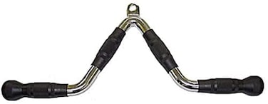 ULTIMAX V Rubber End Cable Attachment &ndash; Pro Grip Revolving Lat Bar for Bicep &amp; Tricep Workouts, Non-Slip Handle for Cable &amp; Barbell Machines (Silver)