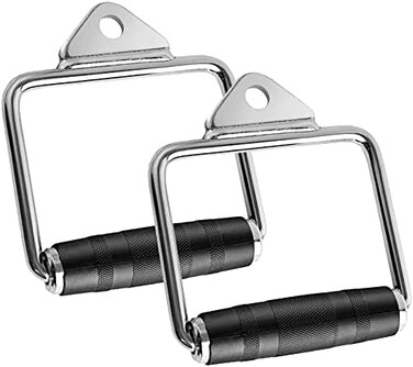 ULTIMAX 2-Pack Non-Slip D-Rubber Handle Cable Attachments for Gym &amp; Home - Durable Chrome Exercise Handles for Pulldown, Rowing, Weightlifting, and Fitness Machines