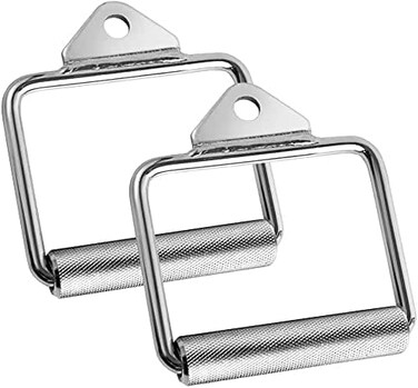 ULTIMAX 2-Pack Non-Slip D-Rubber Handle Cable Attachments for Gym &amp; Home - Durable Chrome Exercise Handles for Pulldown, Rowing, Weightlifting, and Fitness Machines