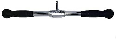 ULTIMAX 20-Inch Deluxe Revolving Barbell Bar - Solid Steel Tricep Press Down Bar with Rubber Handgrips &amp; Hanger, Multi-Exercise Cable Attachment