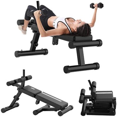 ULTIMAX Foldable Sit-Up and Abdominal Bench - Adjustable Height &amp; Angle, Multi-Workout Strength Training Exercise Bench for Back, Legs, Hands, and Whole Body, 440Lbs Weight Capacity