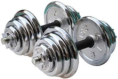 ULTIMAX 20 Kg Adjustable Chrome Dumbbell Set   Convertible Dumbbells &amp; Barbell with Connector for Home Gym &amp; Office Fitness Workouts - Silver