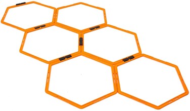 ULTIMAX Hexagonal Speed Agility Ladder Set &ndash; 6 Rings for Footwork Training, Speed Hurdles, Fitness &amp; Home Gym Equipment, Assorted Colors.