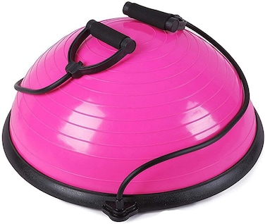 ULTIMAX Pink Exercise Ball with Resistance Bands - Balance &amp; Stability Workout Ball for Fitness, Core Strength &amp; Flexibility