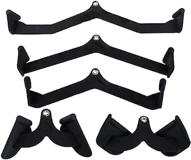 ULTIMAX 5-Piece Bodybuilding Workout Equipment Set - V-Shaped Handle, Tricep Press Down Bar &amp; LAT Pull Down Bar Attachment