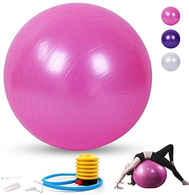 ULTIMAX 65CM Yoga Ball &ndash; Premium Exercise Ball for Fitness, Stability, and Core Training (Pink)