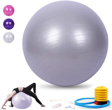 ULTIMAX 65CM Yoga Ball &ndash; Premium Exercise Ball for Fitness, Stability, and Core Training (Grey)