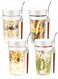 4 Pack Overnight Oats Containers with Lid and Spoon, 350ml Clear Glass Mason Jars