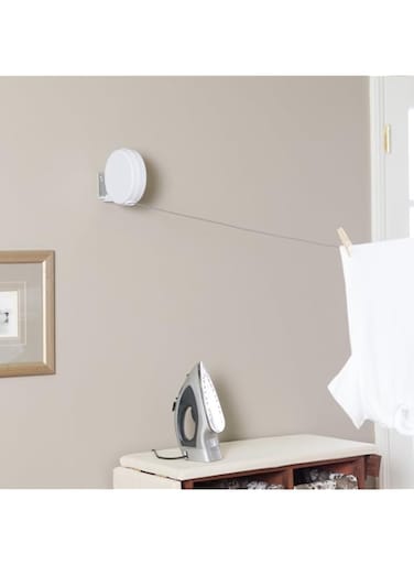 Household Essentials R-400 Single Line Retractable Clothesline   40 Feet for Hanging Laundry, White