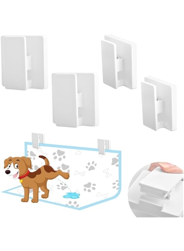 KASTWAVE Dog Pee Pad Holder, 4 Pcs Securely Holds Training Pads Holder, Will Stick on Most Flat Surfaces, For Leg-Lifting Marking Dogs, for Small &amp; Large Size Wee Wee Pad, White