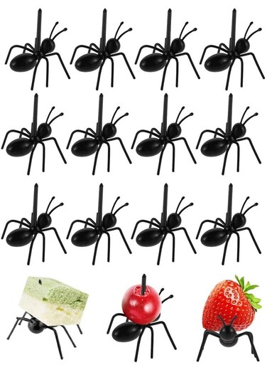 PSC Ant Shape Food Picks, Halloween Lunch Box Accessories Decoration, Reusable Appetizer Toothpicks For Charcuterie, Bento, Cheese, Fruit, Snack, Dessert Table Or Cocktail Platter