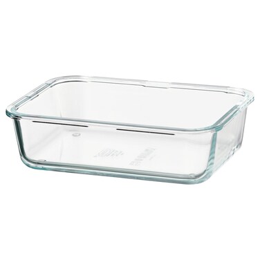 Food Container, Rectangular, Heat-Resistant Glass, 1.0 L (No Lid)