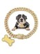 Dog Chain Golden Diamond Collar with Pet Jewelry Tags Rhinestones Stainless Steel Metal Link Chain Collar Walking Chain Necklace for Puppy Dog (Golden, 30cm)