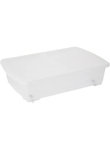 Cosmoplast Plastic Storage Box Clear With Lid For Under-Bed 25 Liters