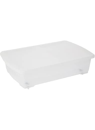Cosmoplast Plastic Storage Box Clear With Lid For Under-Bed 25 Liters