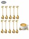 Elegant Gold Leaf Coffee Spoons 4.9" Mini Stainless Steel Espresso and Dessert Tea Spoons Creative Leaf Tableware Dessert Spoon for Stirring Mixing Sugar Ice Cream Cake Coffee Tea