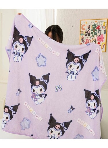 Kuromi cartoon pattern double-sided milk plush blanket kindergarten nap blanket multi-functional blanket (size: 100cmX150cm)