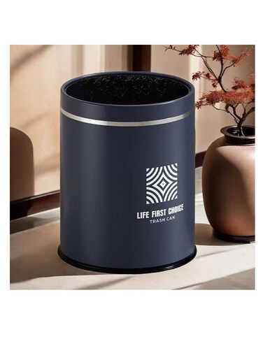 Kitchen Garbage Bin, Bathroom Wastebasket, Plastic Large capacity Trash Can, Living Room Kitchen Bathroom Round Waste Bin, Air Pressure Adsorption (Blue, 16L)