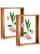 MAKINGTEC 2 Pcs Rustic Floating Frames, Pressed Flower Display Frames Double-sided Acrylic Frames Wooden Plant Specimen Frames Double-sided Photo Display Herbarium Specimen Frames for Desktop