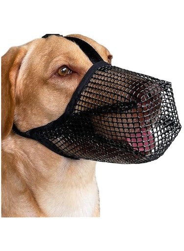 Dog Muzzle with Mesh Cover Muzzle for Small Medium Large Dogs, Prevent Biting Barking and Licking(Black) (L)