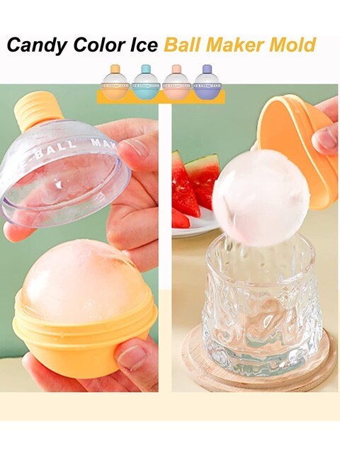Vsell24 4pc New Creative Light Bulbs Ice Molds with Funnels Large Round Ice Cube Ball Maker for Cocktail, Whiskey, Baby Food, Chocolate, BPA Free 6.8X6.8X7.3cm