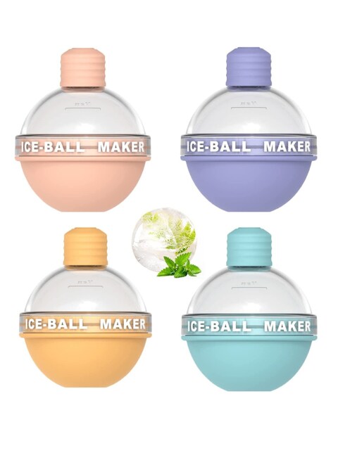 Vsell24 4pc New Creative Light Bulbs Ice Molds with Funnels Large Round Ice Cube Ball Maker for Cocktail, Whiskey, Baby Food, Chocolate, BPA Free 6.8X6.8X7.3cm