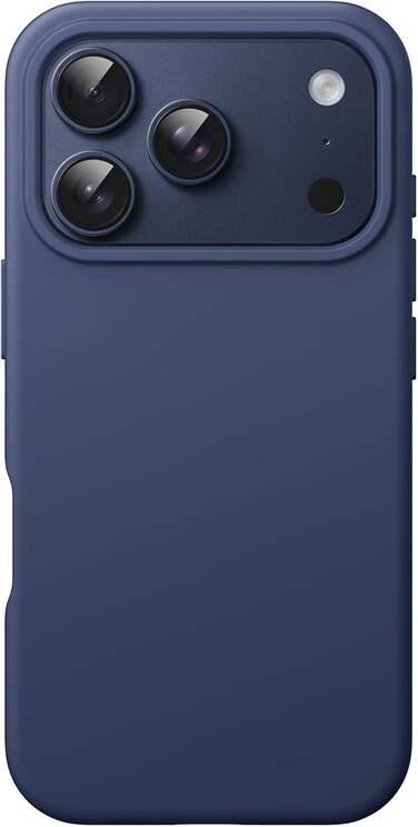 Liquid Silicone Case for iPhone 17 Pro Max 6.9-Inch, Silky Soft Touch Full-Body Protection, Anti-Scratch Shockproof Phone Cover with Microfiber Lining (Dark Blue)