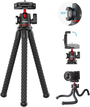 ULANZI Phone Tripod MT-33 iPhone Flexible Tripod Octopus Tripod 360 Rotating w Cold Shoe Mount Phone Holder for Filming for iPhone 14 13 12 11 Pro Max and Small Cameras