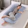 HOME DWELL Pregnancy Pillow - Supportive Maternity Pillow for Sleeping, 115 x 85 x 25 cm, Comfortable Body Pillow for Pregnant Women-(Blue)
