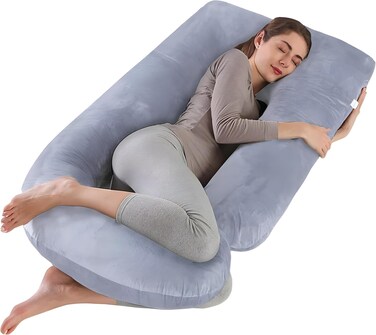 HOME DWELL Pregnancy Pillow - Supportive Maternity Pillow for Sleeping, 115 x 85 x 25 cm, Comfortable Body Pillow for Pregnant Women-(Blue)