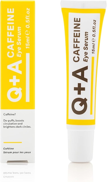 Q+A Caffeine Eye Serum, 15 ml, De-puffs, Boosts Circulation &amp; Brightens Dark Circles, Infused With Caffeine, Green Tea &amp; Pomegranate Extract, Ideal For Sensitive Skin