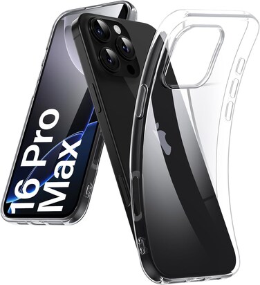 Muzz iPhone 16 Pro Max Case (6.9 Inch), Transparent, Anti-Scratch, Anti-Yellowing, Shockproof, Crystal Clear (iPhone 16 Pro Max)