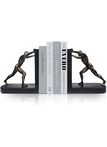 KASTWAVE Decorative Bookends, Resin Non Skid Bookends for Heavy Books, Bookends for Shelves Decorative, Creative Shelf Decorations to Hold Books for Home, Office Desk, Bookshelf, Study Display Desktop