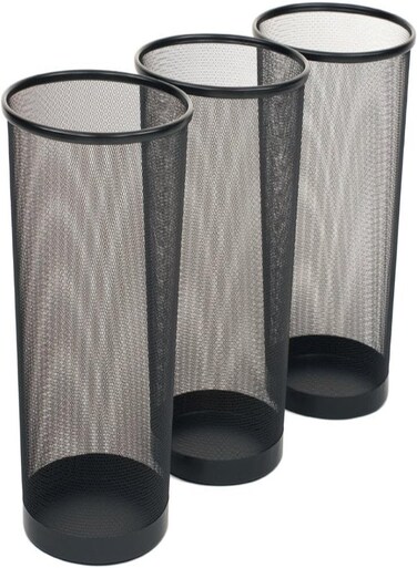 Small Cylinder Trash Can For Home Or Office, 6 Gallon Mesh Round Bins, Lightweight, Steel Wastebasket Set For Garbage Or Recycle, 3-Pack, (Multicolour)