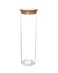 Honey Bee 1.25 Liter Multipurpose Airtight Tall Round Glass with Bamboo Lid For Kitchen &amp; Pantry