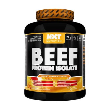 NXT Nutrition Beef Protein Isolate Powder - Protein Powder, Alternative to Whey Protein and Vegan Protein Powder, Halal, Lactose, Dairy, Gluten, and Soy Free - 1.8Kg Orange Mango