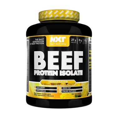 NXT Nutrition Beef Protein Isolate Powder - Protein Powder, Alternative to Whey Protein and Vegan Protein Powder, Halal, Lactose, Dairy, Gluten, and Soy Free - 60 Servings - 1.8Kg Lemonade