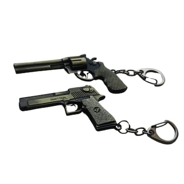 Zinc Alloy Metal Game Gun Keychain Holder (set of 2)