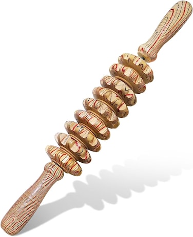 Handheld Wooden Massager Roller, Wooden Therapy Roller Stick, Perfect for Cellulite, Fascia, and Muscle Relaxation
