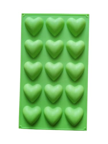 Green 15-Cavity Heart Silicone Mold Set - Ice Cube Tray & Muffin Baking Molds, 2Pcs Food-Grade Silicone for Valentine's Candy, Chocolate, Gummy, and Baking
