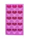Pink Silicone 15-Cavity Heart Ice Cube and Muffin Tray Mold, Food-Grade Valentine Chocolate & Candy Mould